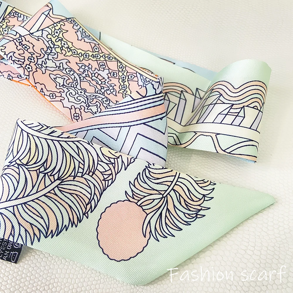 Face Scarf Mask - 1PC 韓国ファッション新女性のツイル装飾リボン小さなスカーフバインディングバッグハンドルリボンヘアバンド小さなスカーフヘッドバンド