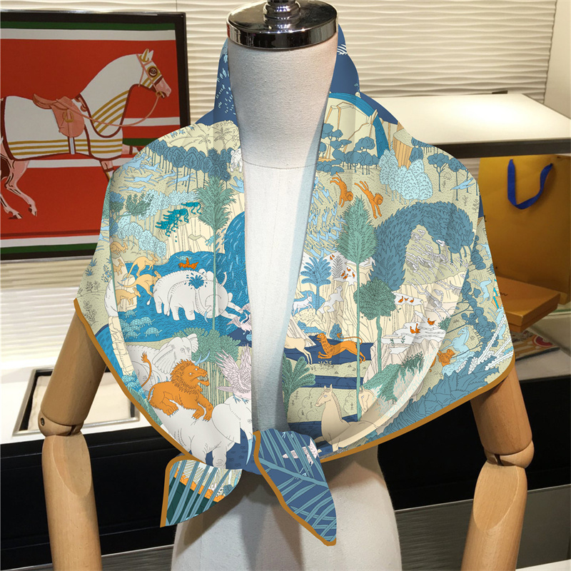 女性用シルクスカーフ,熱帯雨林,動物,正方形,90cm - Face Scarf Mask のレビューと価格